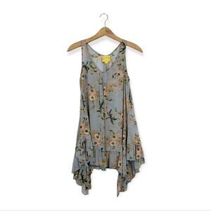 Anthro Maeve Floral Magda Sleeveless Ruffle Tunic Top Size S